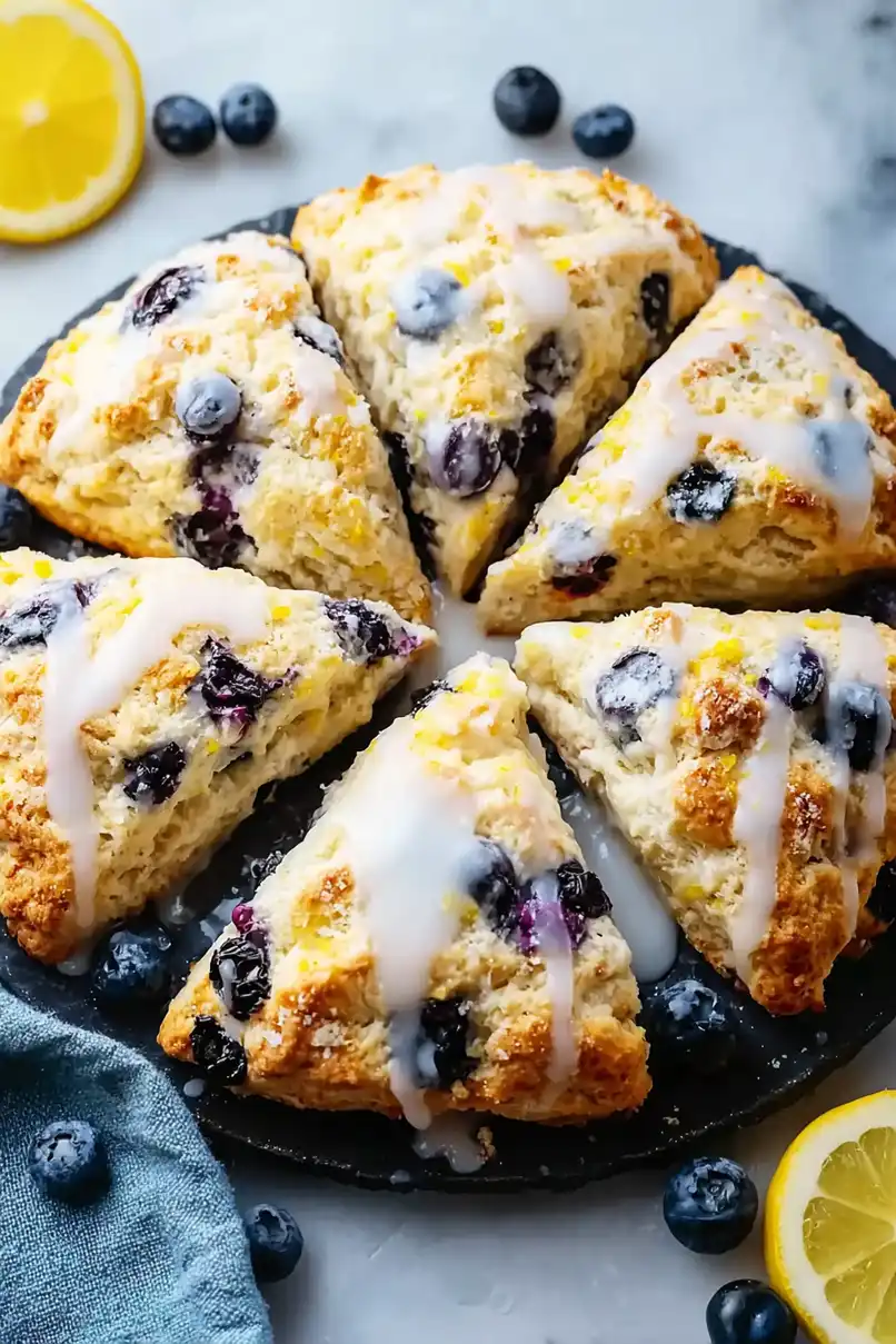 Homemade Blueberry Scones with Lemon Glaze