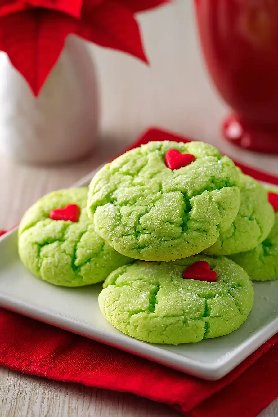 grinch cookies with cake mix