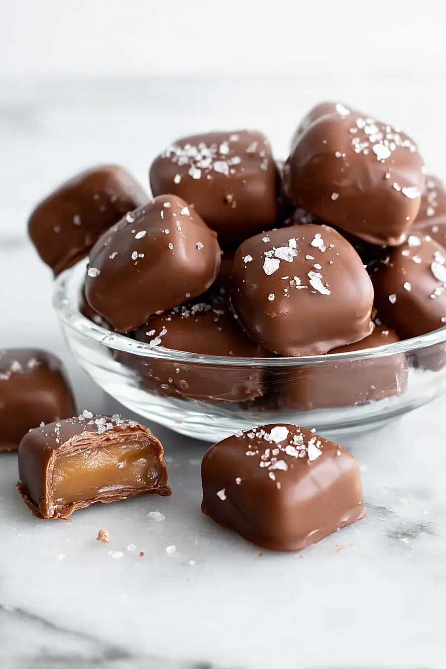 salted chocolate covered caramels