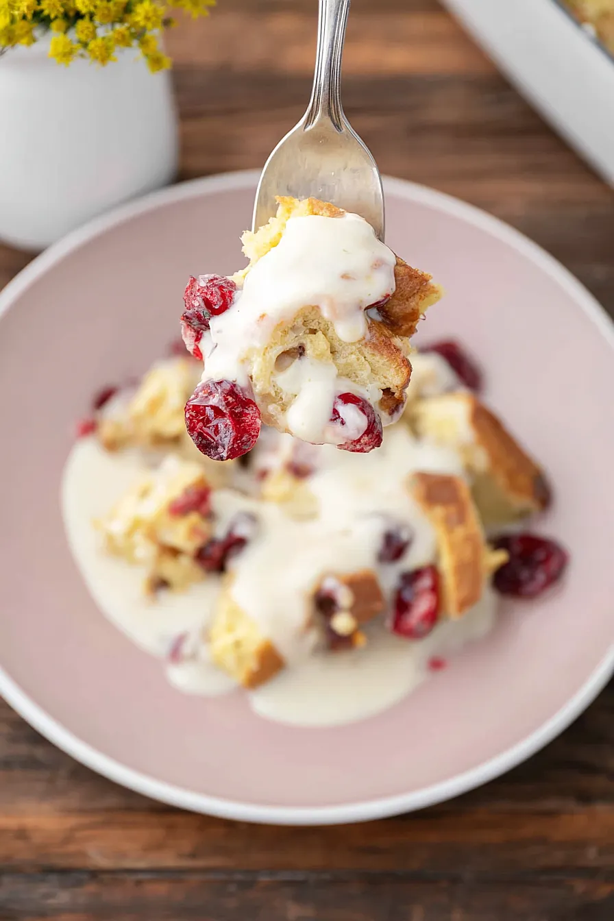 cranberry eggnog bread pudding