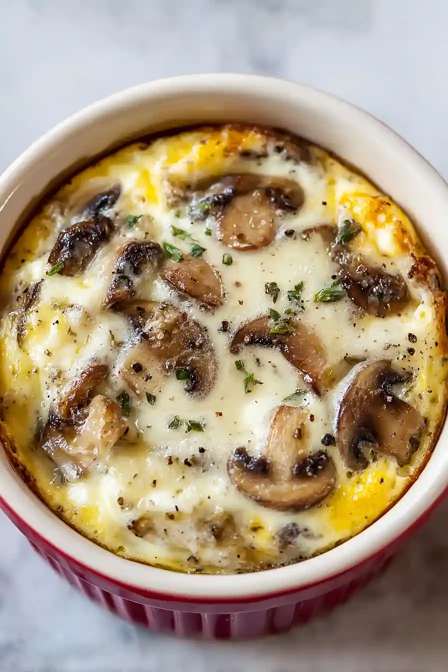 mushroom swiss egg bake