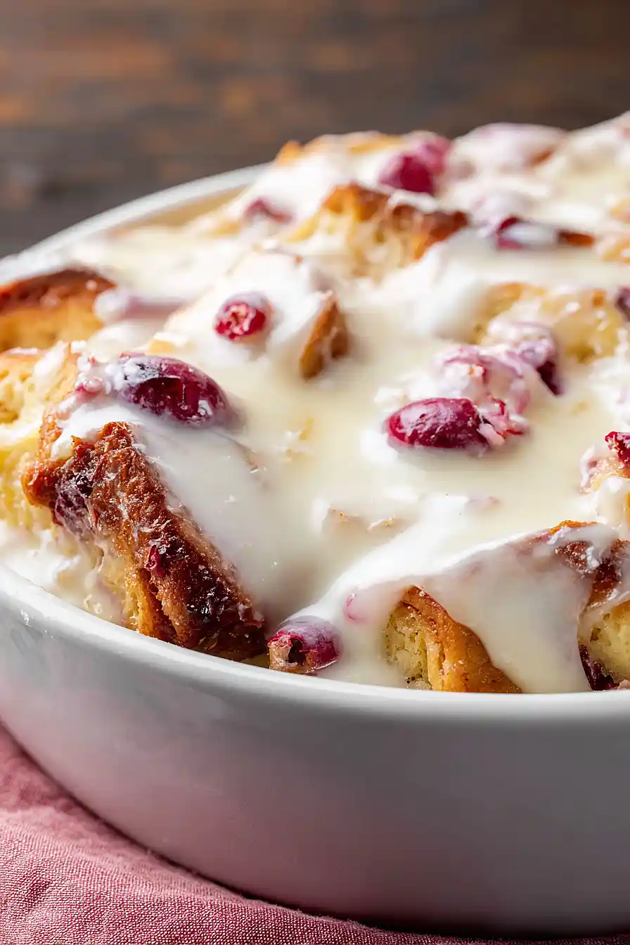 cranberry eggnog bread pudding
