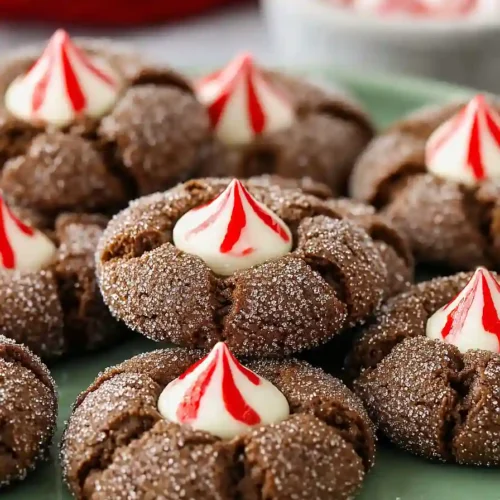 peppermint chocolate thumbprint cookies