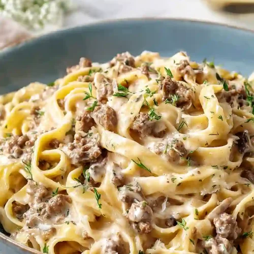 ground beef pasta alfredo