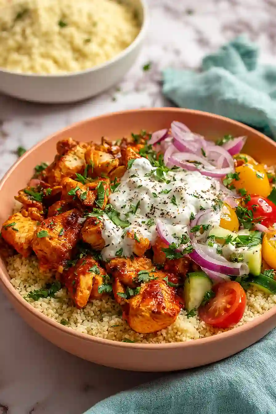 mediterranean chicken couscous bowl