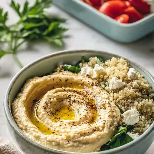 mediterranean quinoa bowls with hummus
