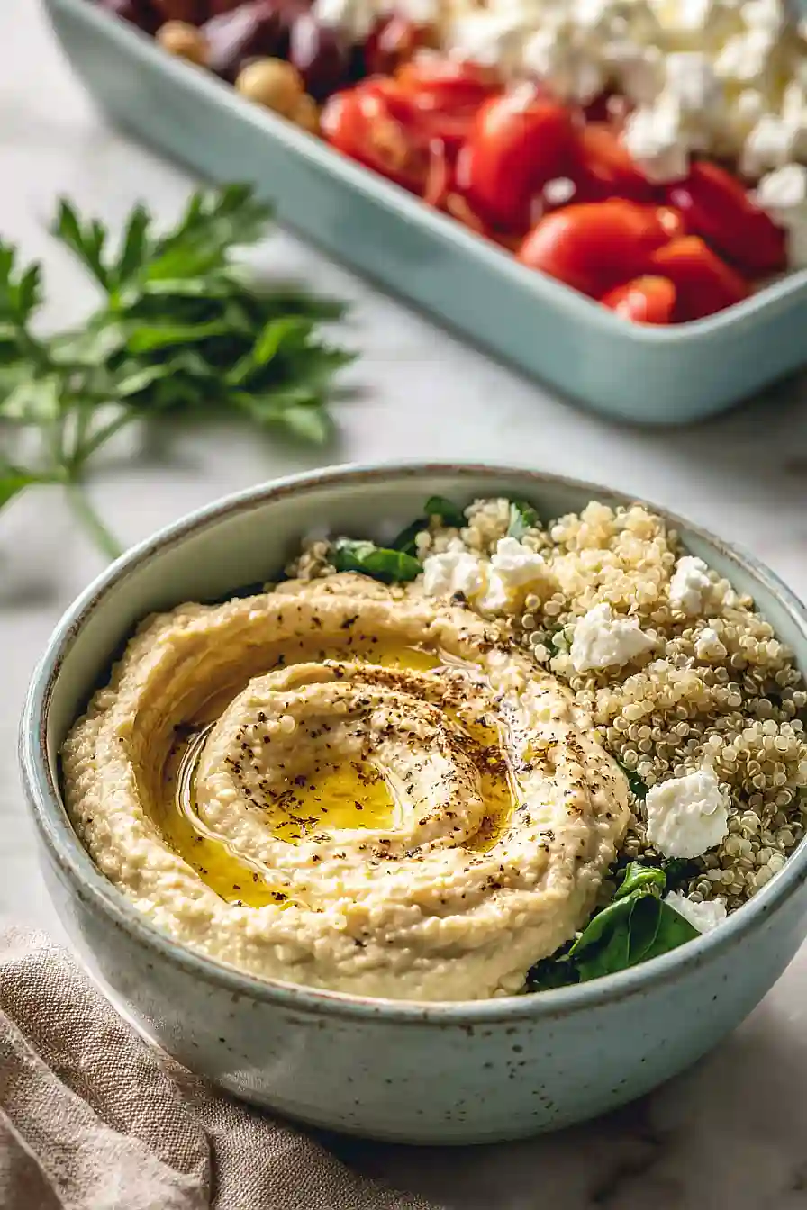 mediterranean quinoa bowls with hummus