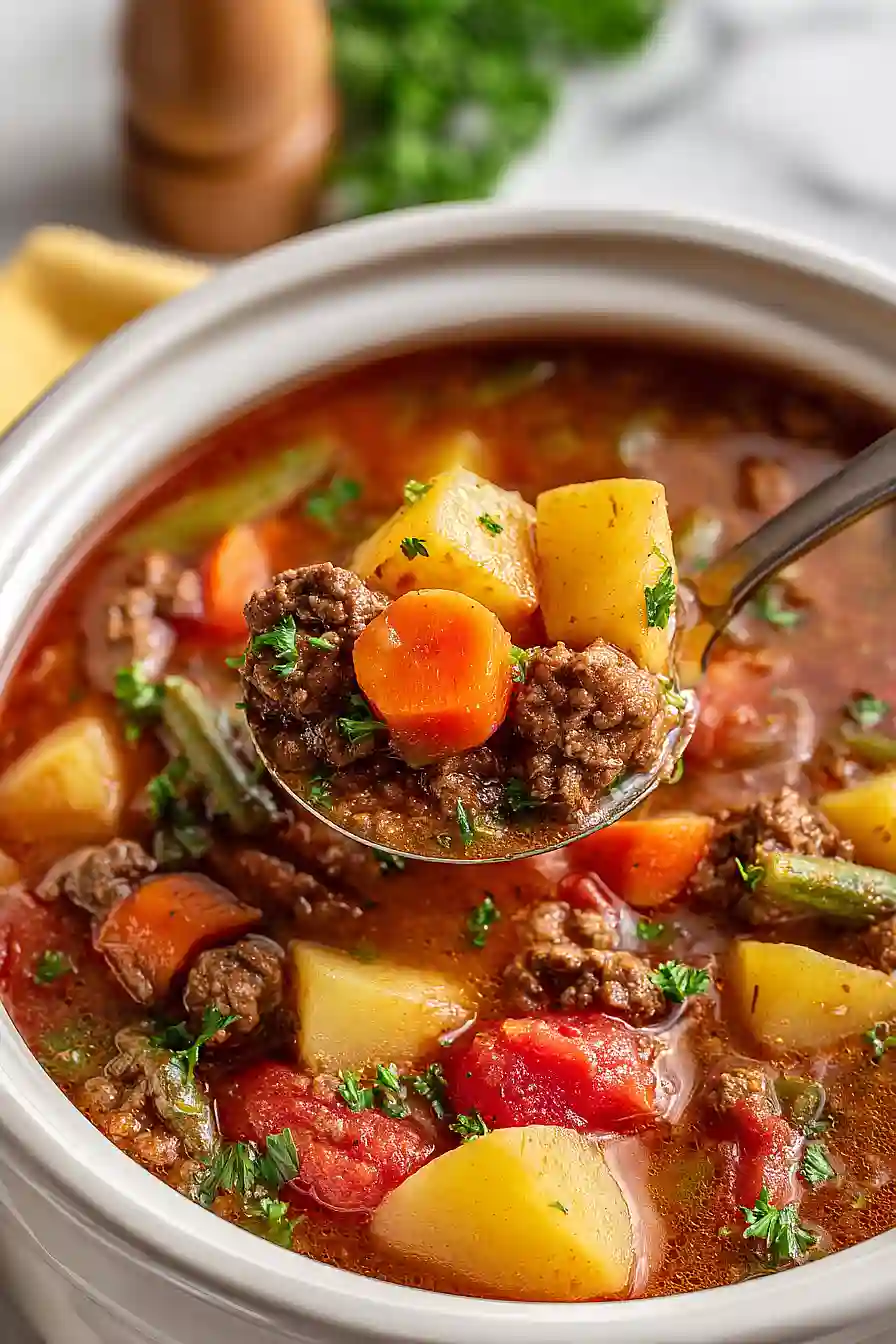 crockpot ground beef soup