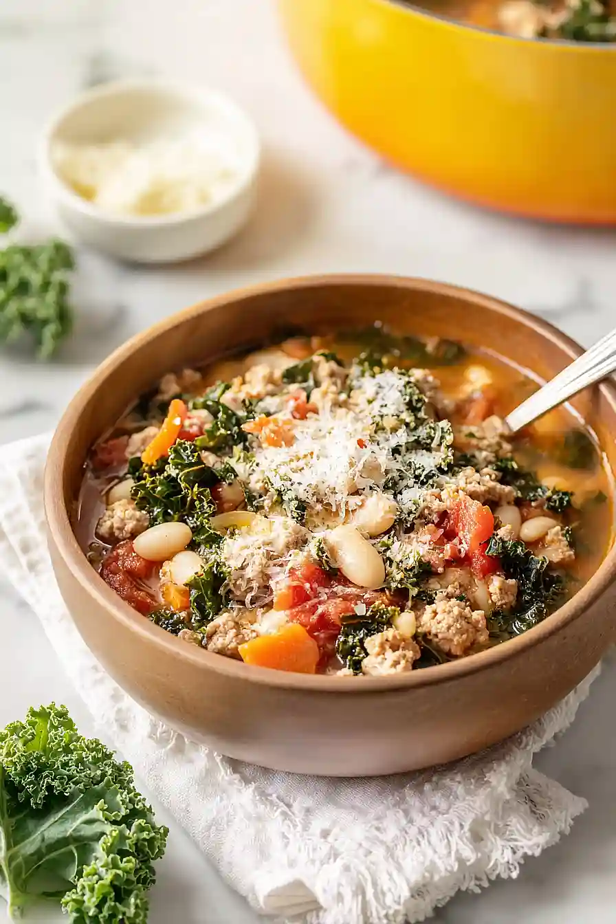 ground turkey soup with white beans and kale