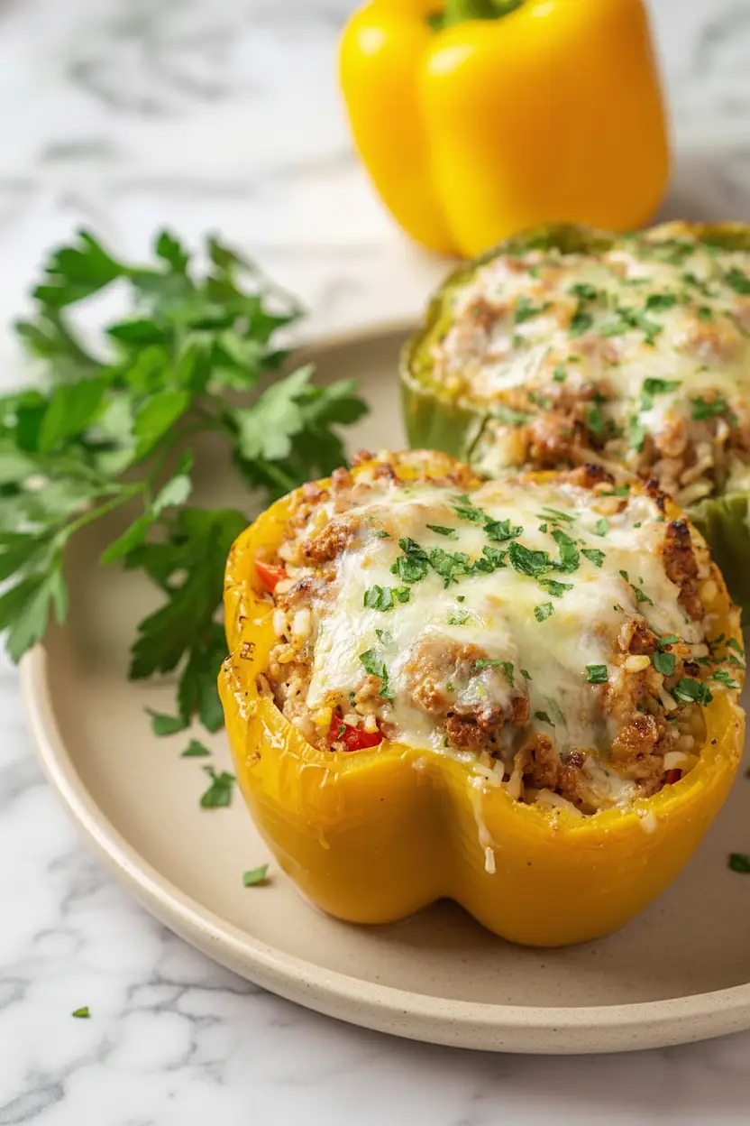 ground turkey and rice stuffed peppers