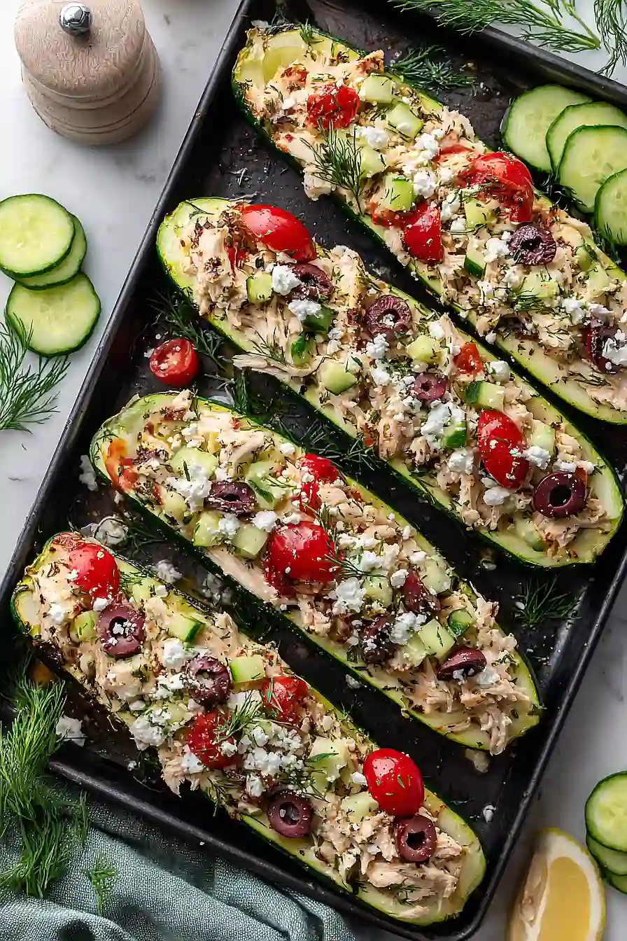 mediterranean chicken zucchini boats