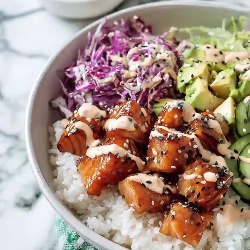 salmon rice bowl
