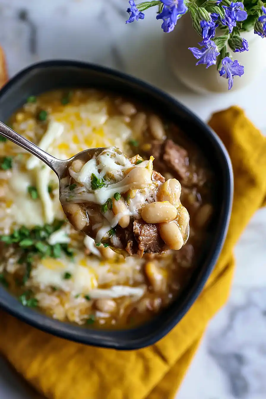 white bean beef chili
