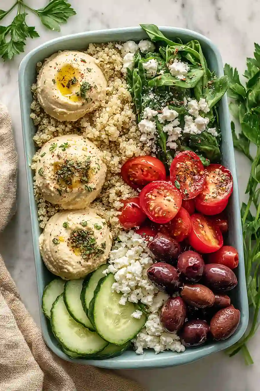 mediterranean quinoa bowls with hummus