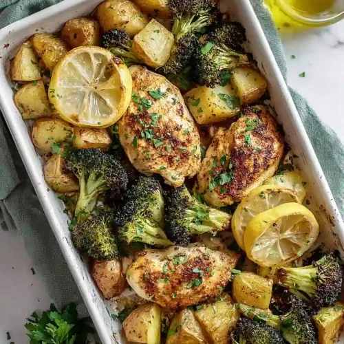 baked chicken breast and potatoes