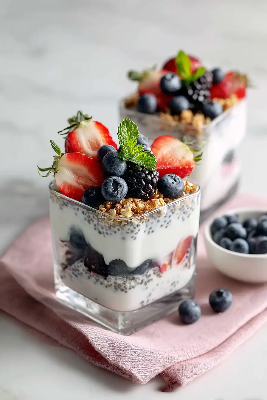 greek yogurt parfait with chia seeds