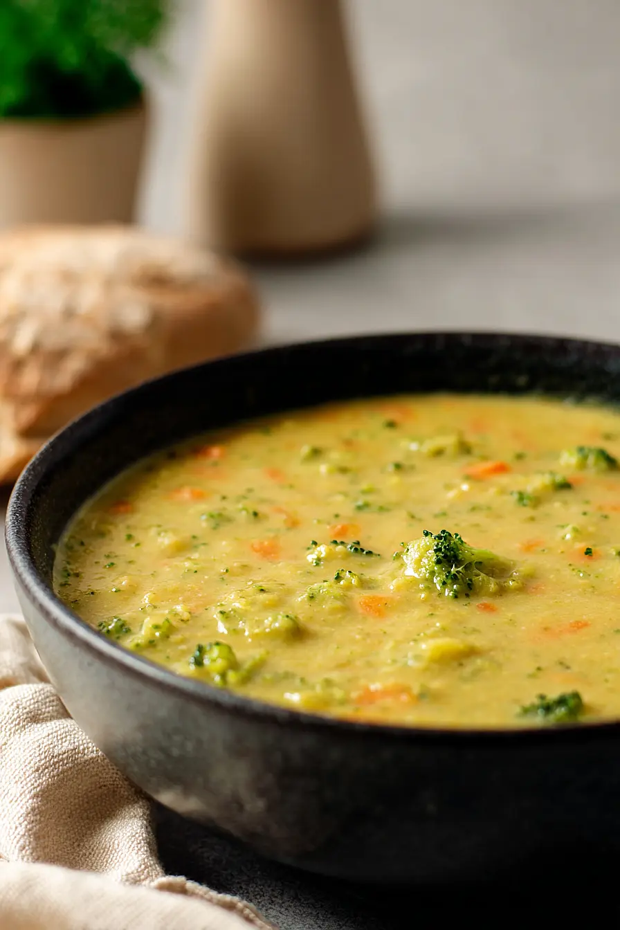 broccoli cheddar soup with plant based milk