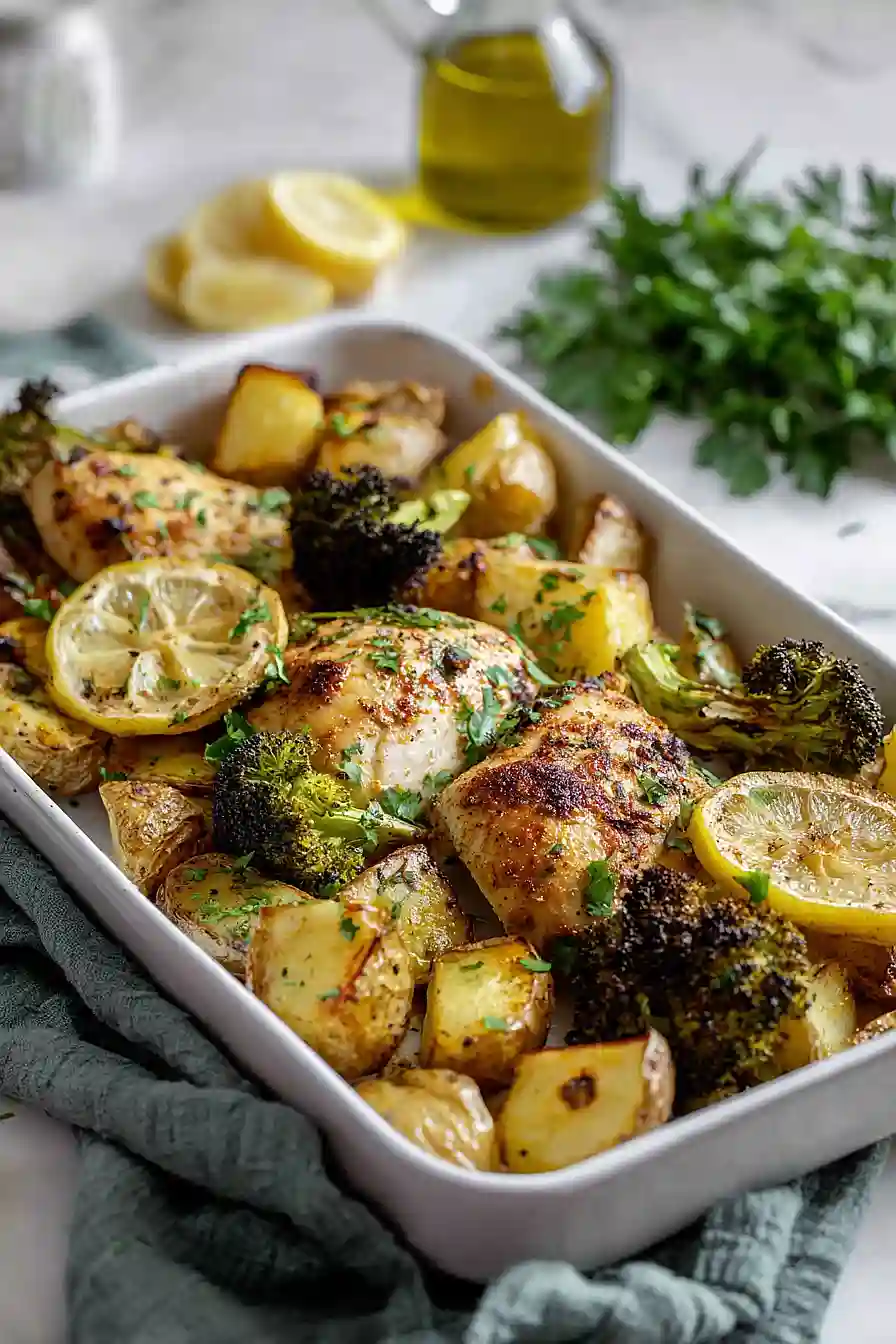baked chicken breast and potatoes