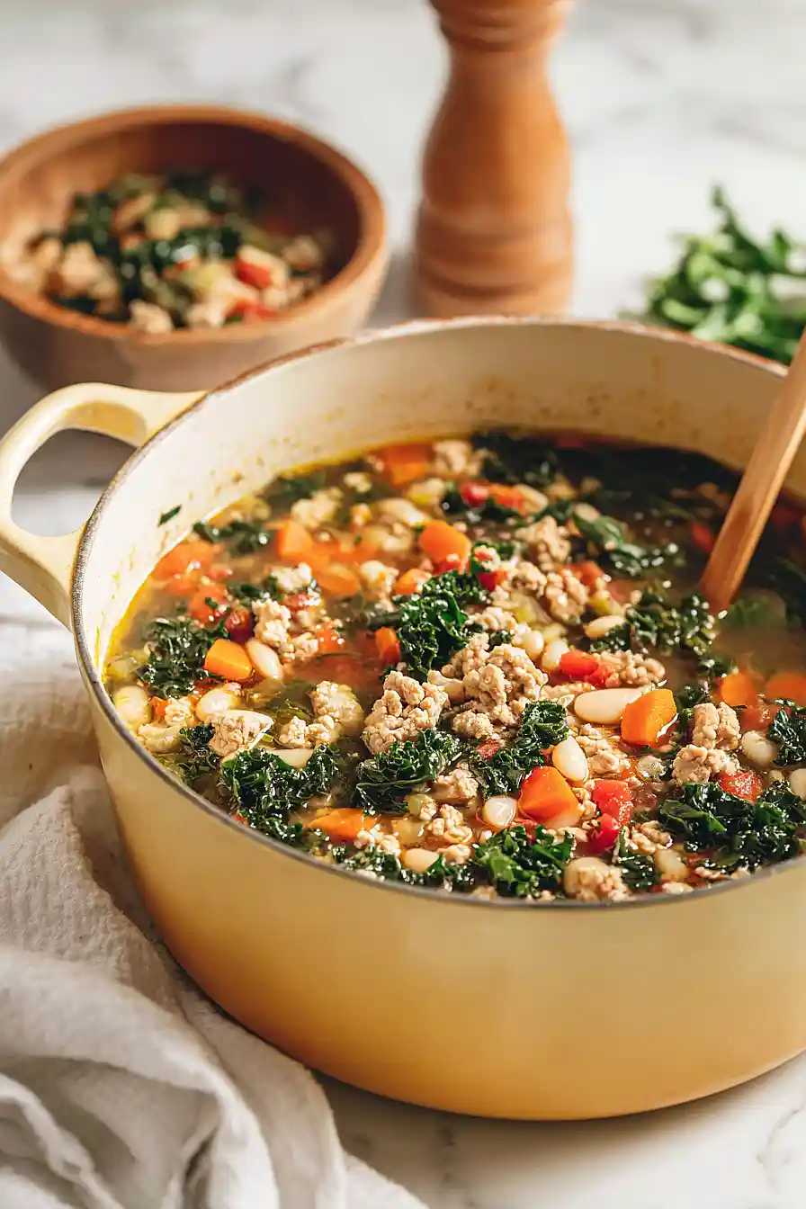 ground turkey soup with white beans and kale
