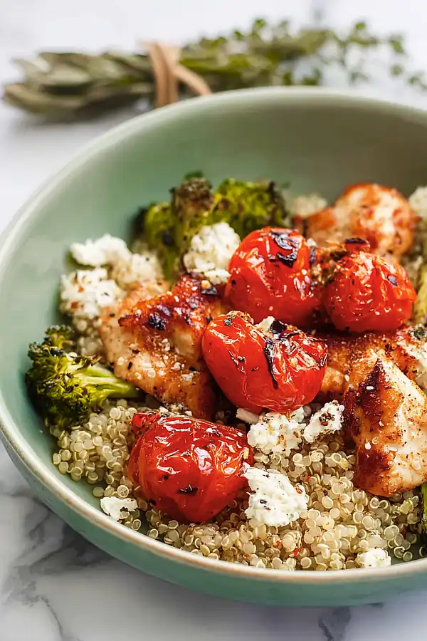 mediterranean chicken quinoa bowl