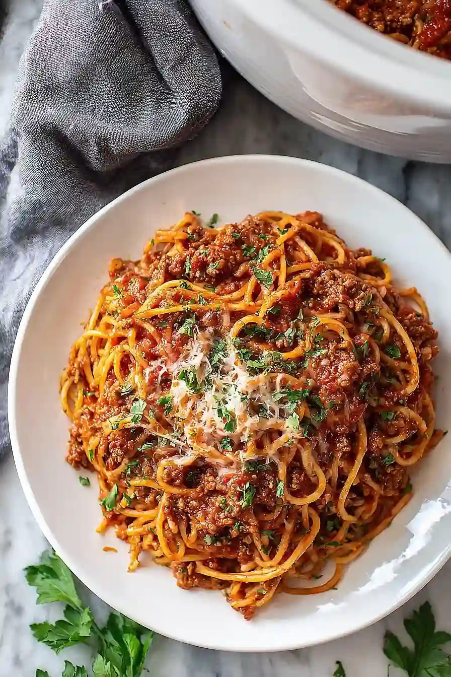crockpot spaghetti with meat sauce