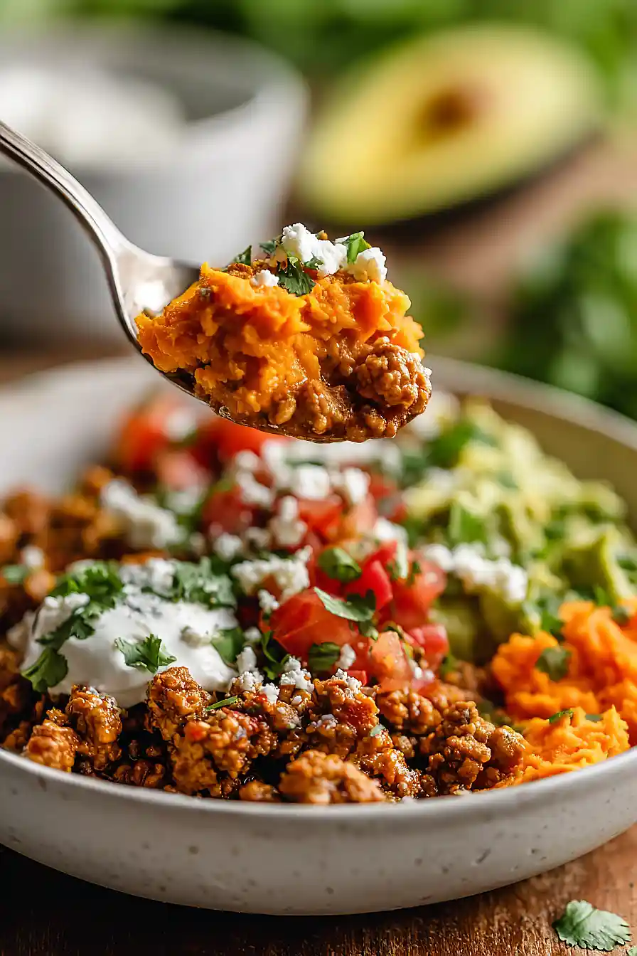 ground turkey sweet potato bowl