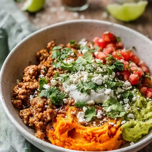 ground turkey sweet potato bowl
