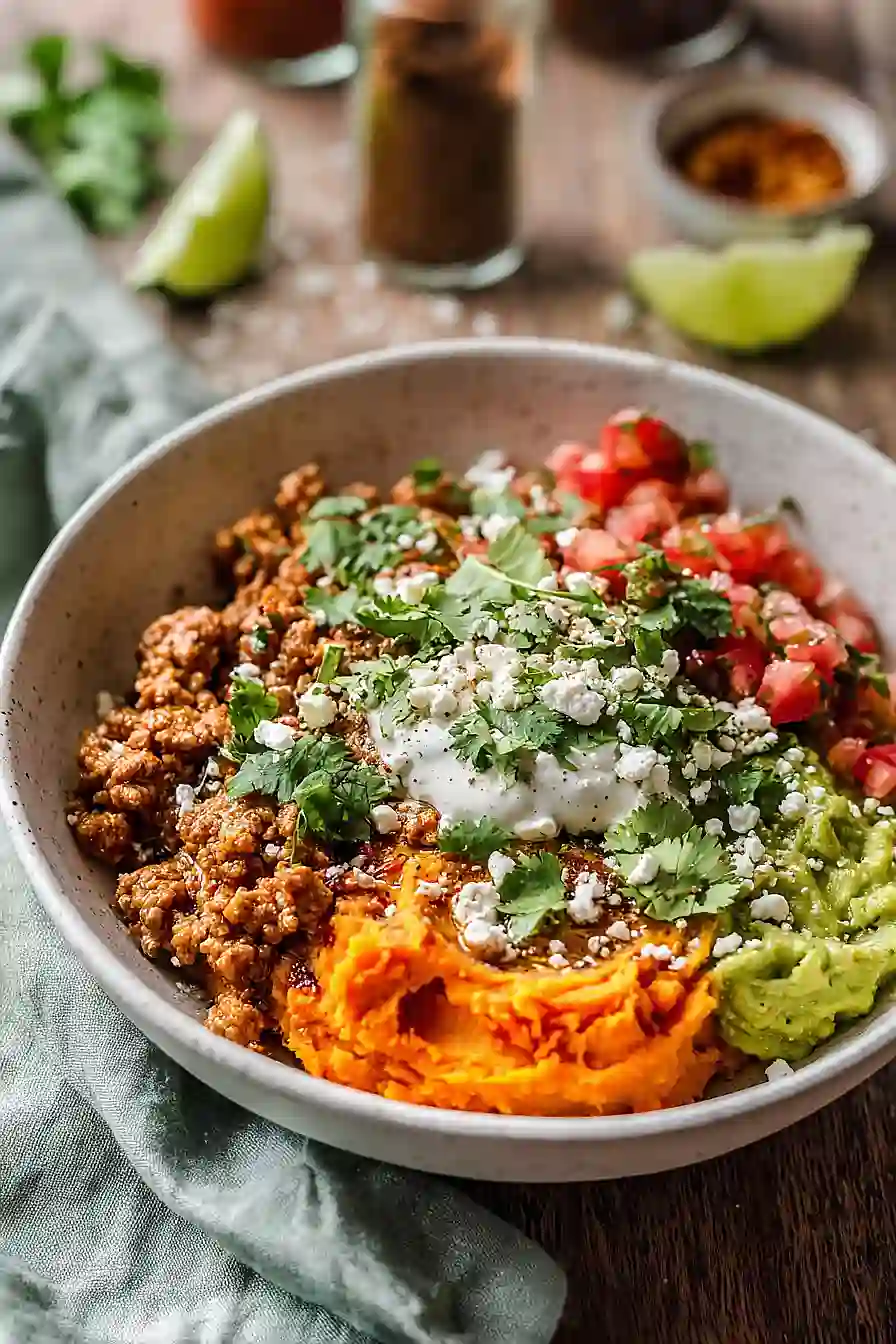 ground turkey sweet potato bowl
