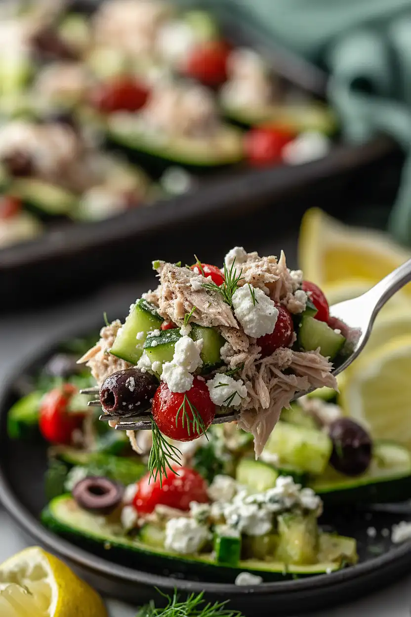 mediterranean chicken zucchini boats
