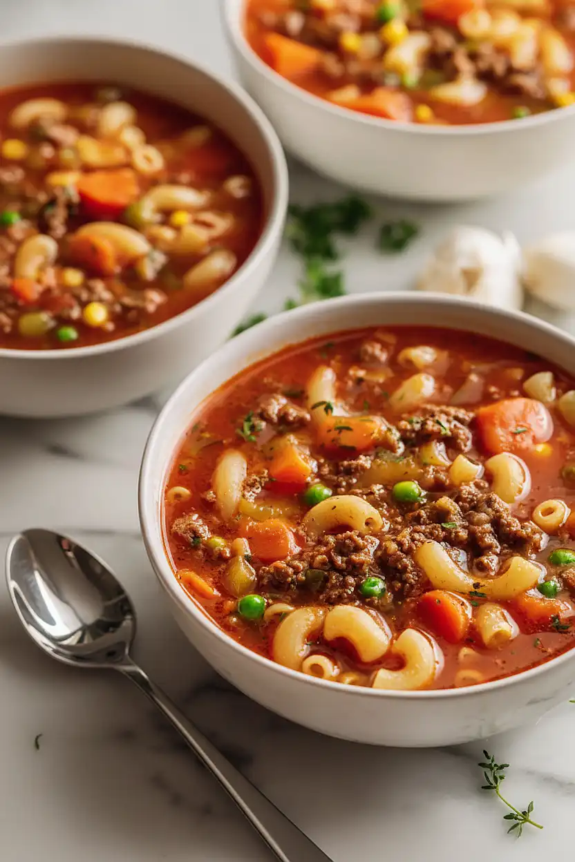 ground beef pasta soup