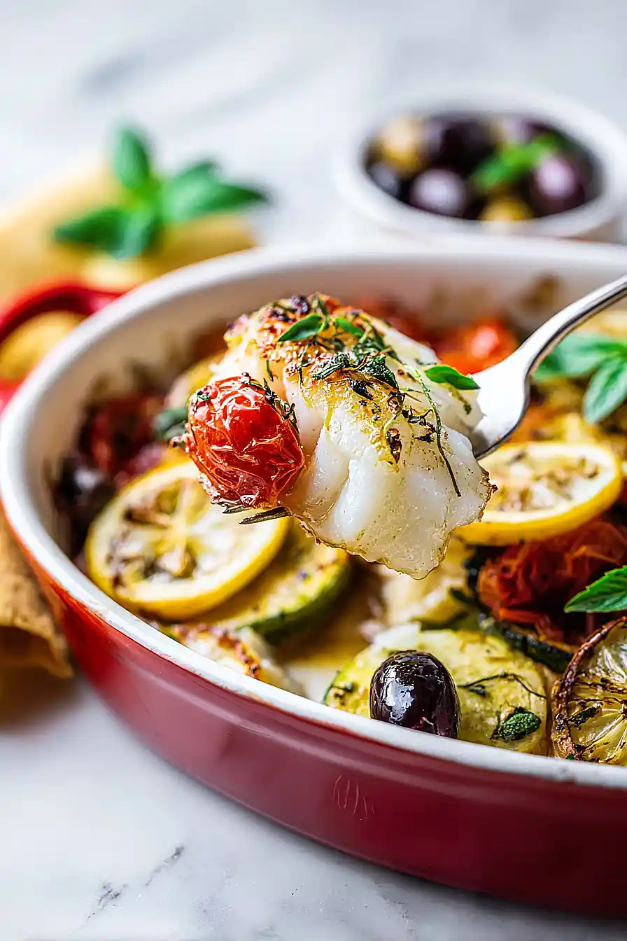 Tender 20 Minute Mediterranean Baked Cod