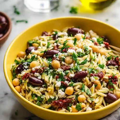 mediterranean chickpea and orzo salad