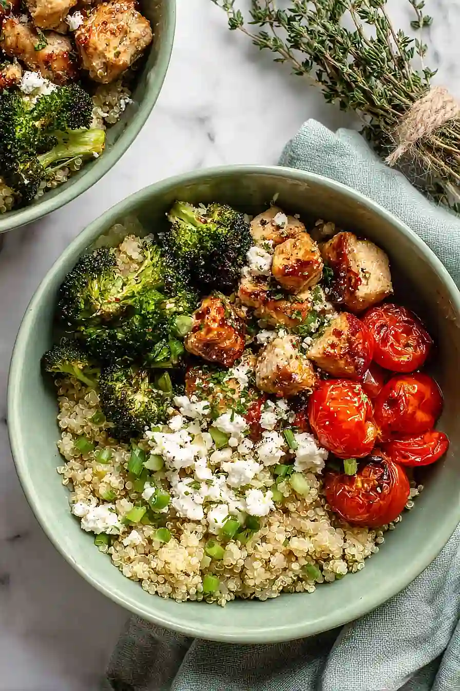 mediterranean chicken quinoa bowl