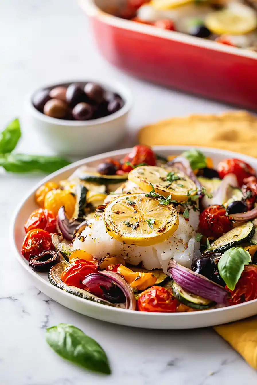 Tender 20 Minute Mediterranean Baked Cod