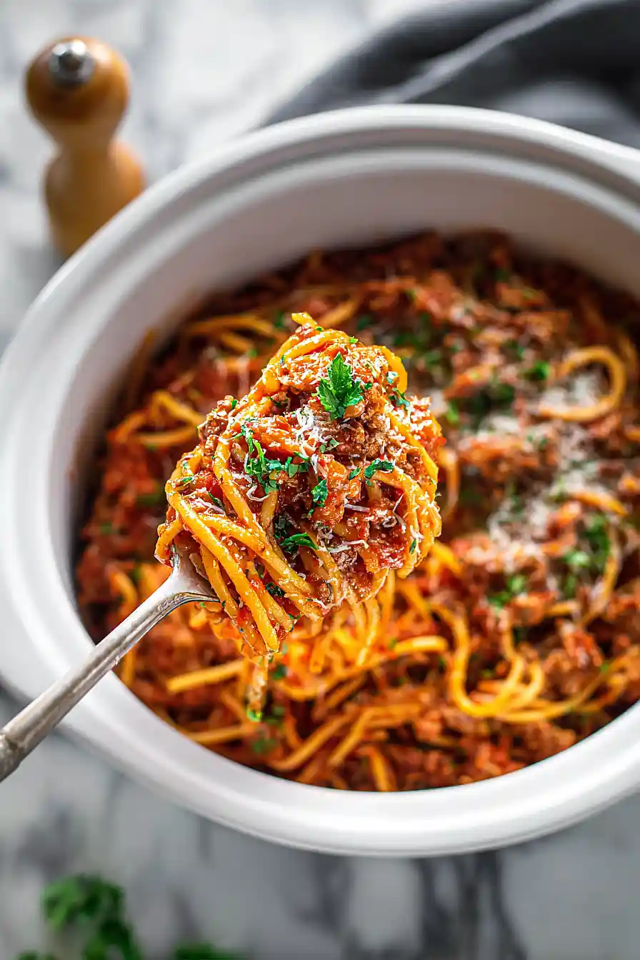 crockpot spaghetti with meat sauce
