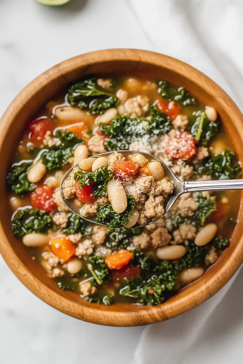 ground turkey soup with white beans and kale