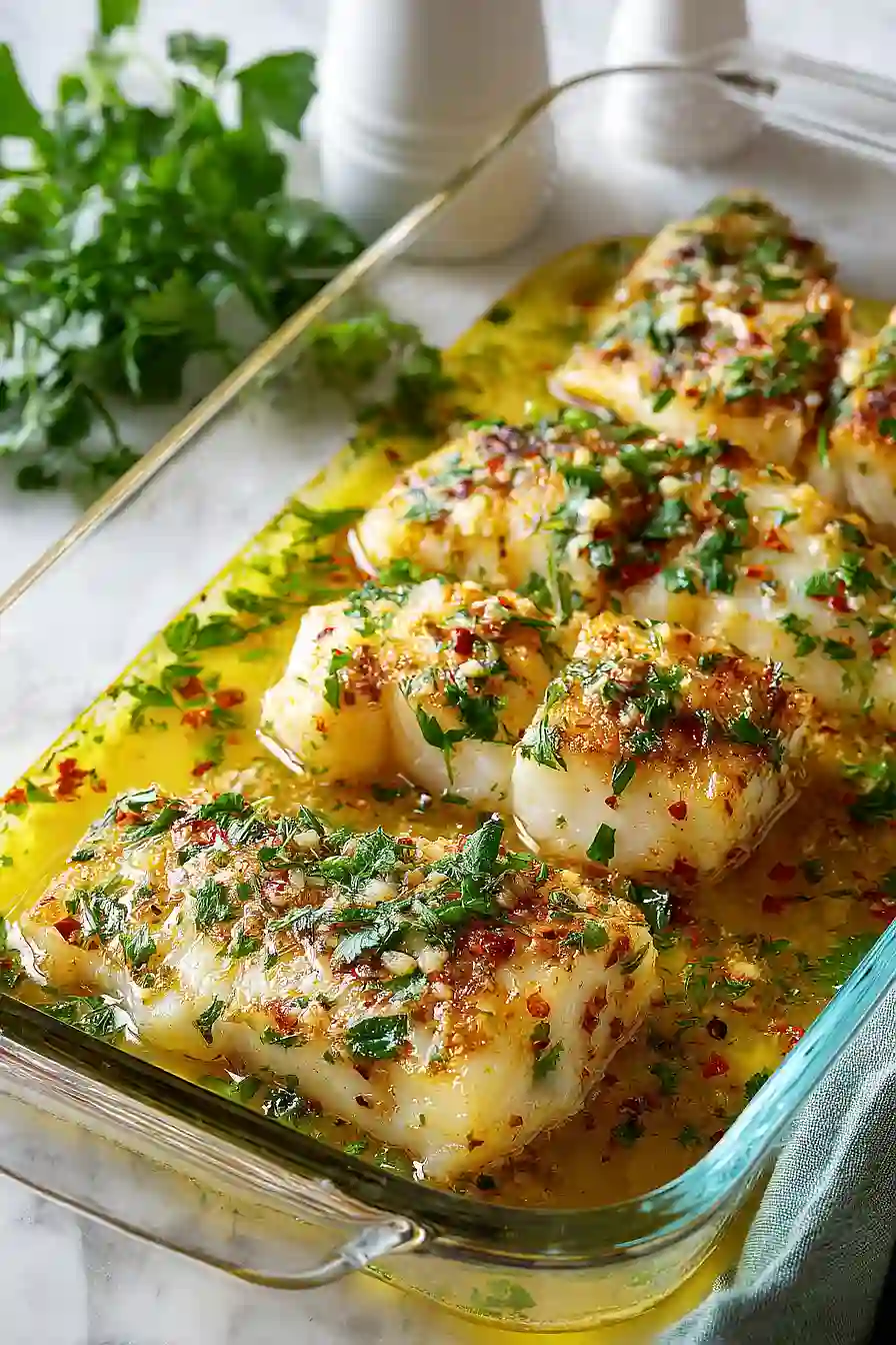 mediterranean baked cod with lemon and garlic