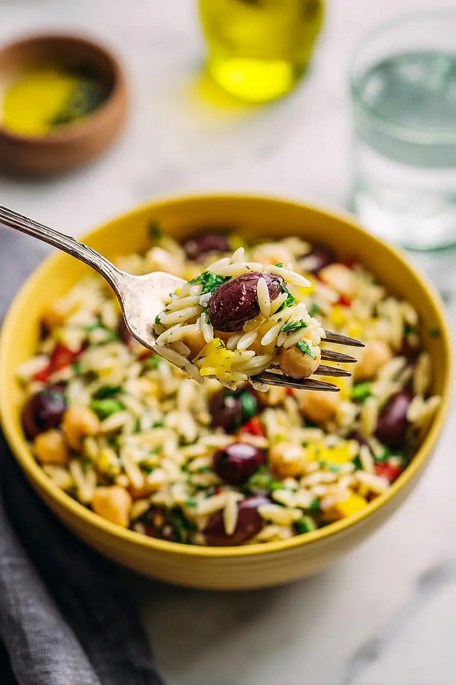 mediterranean chickpea and orzo salad