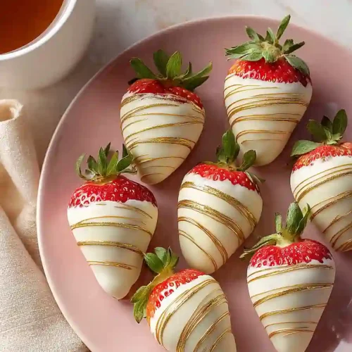 gold chocolate covered strawberries
