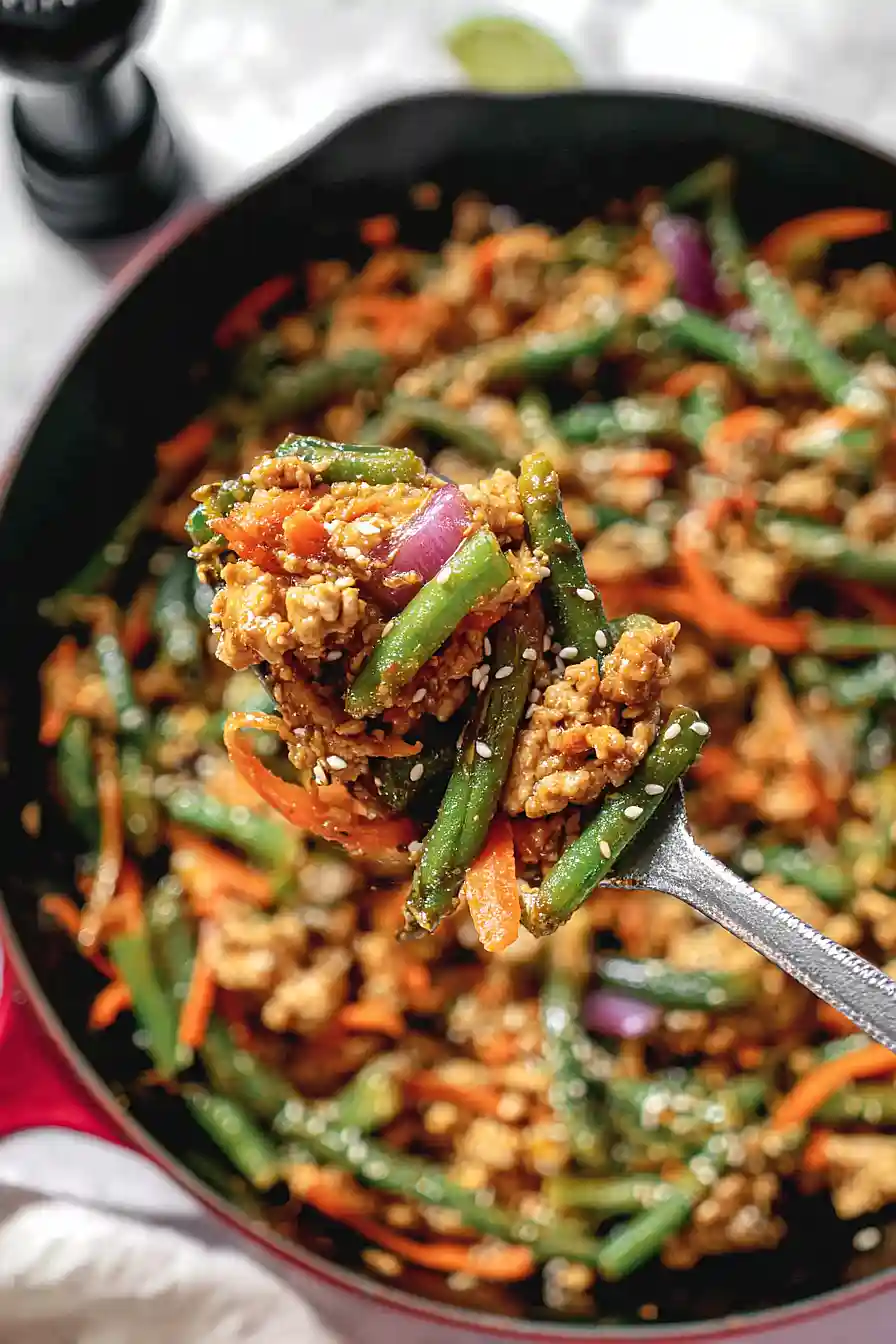 ground turkey with green beans teriyaki