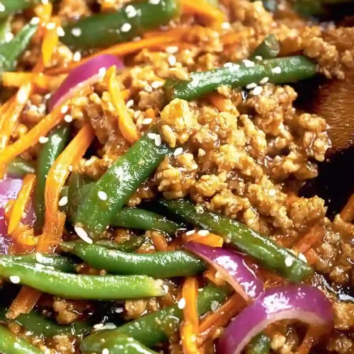 ground turkey with green beans teriyaki