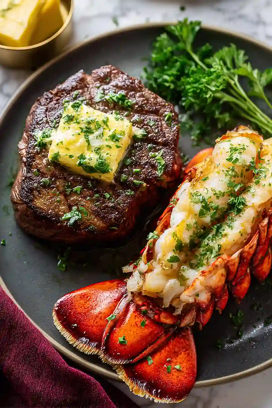 lobster tail and steak
