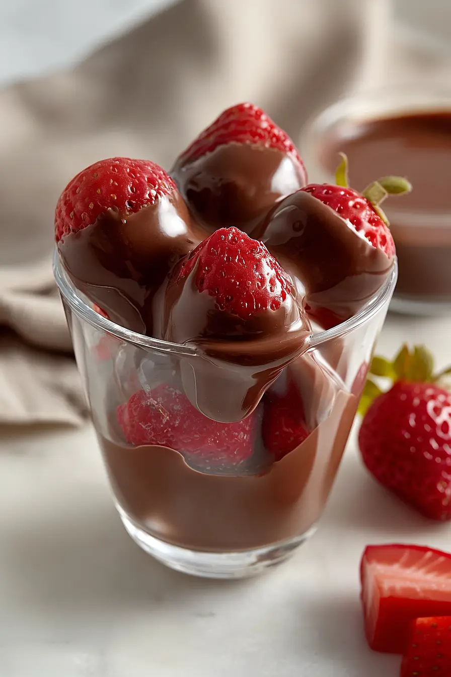 chocolate covered strawberries in cup