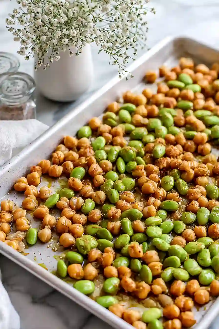 roasted chickpeas and edamame