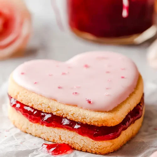 Heart-Shaped Strawberry Shortbread Cookies