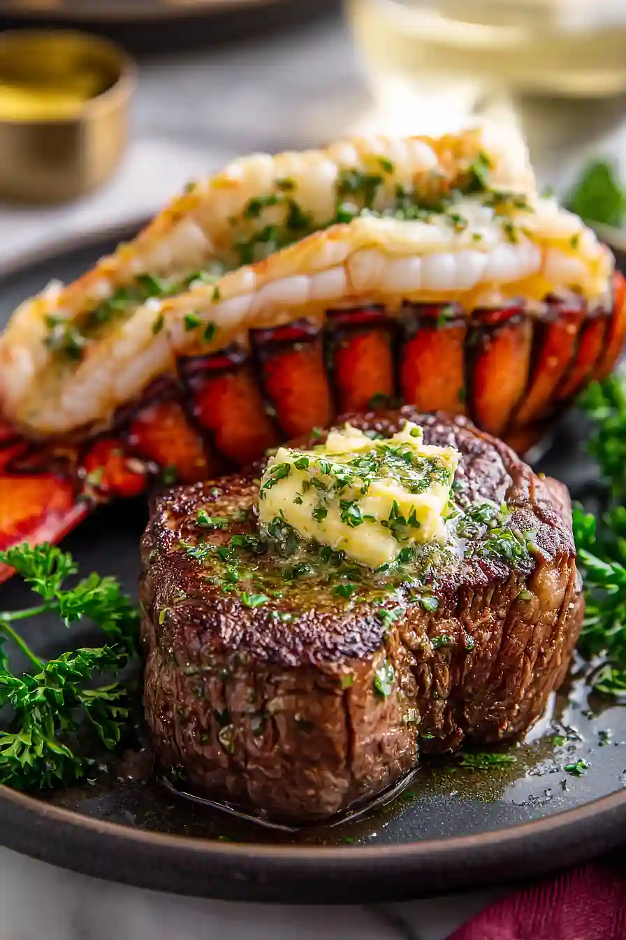 lobster tail and steak