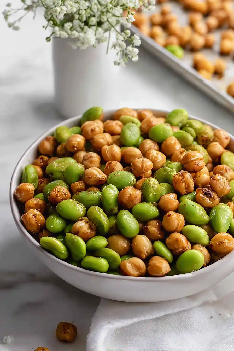 roasted chickpeas and edamame