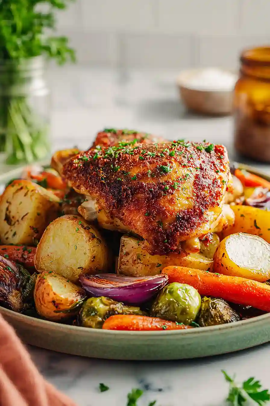 chicken thigh tray bake