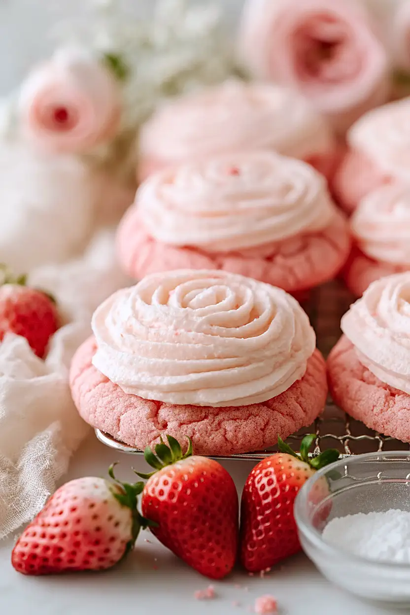 crumbl strawberry shortcake cookies