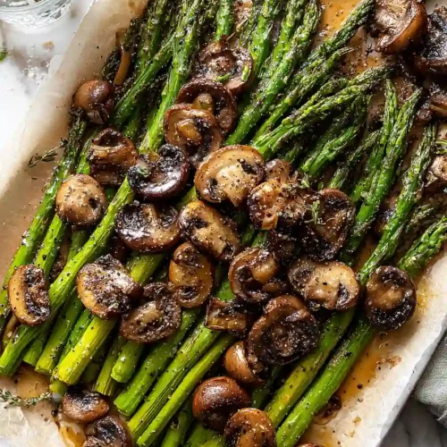 roasted asparagus and mushrooms